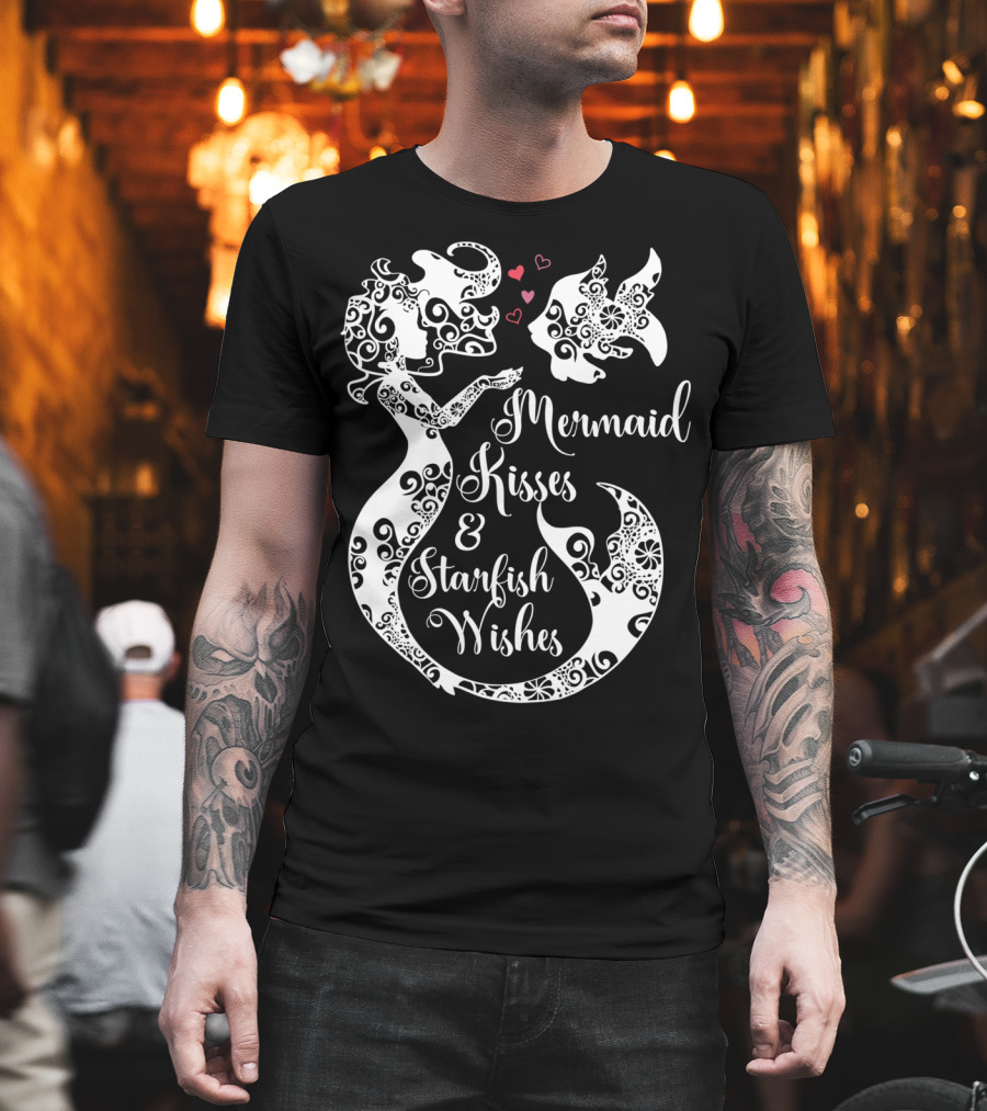 Mermaid Kisses and Starfish Wishes Mandala T-Shirt