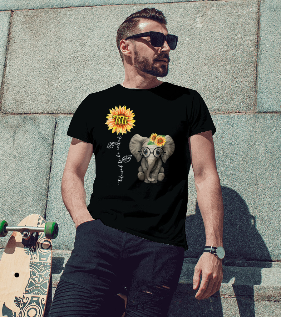 Blessed To Be Called Titi Sunflower Glasses Elephant Aunt T-Shirt
