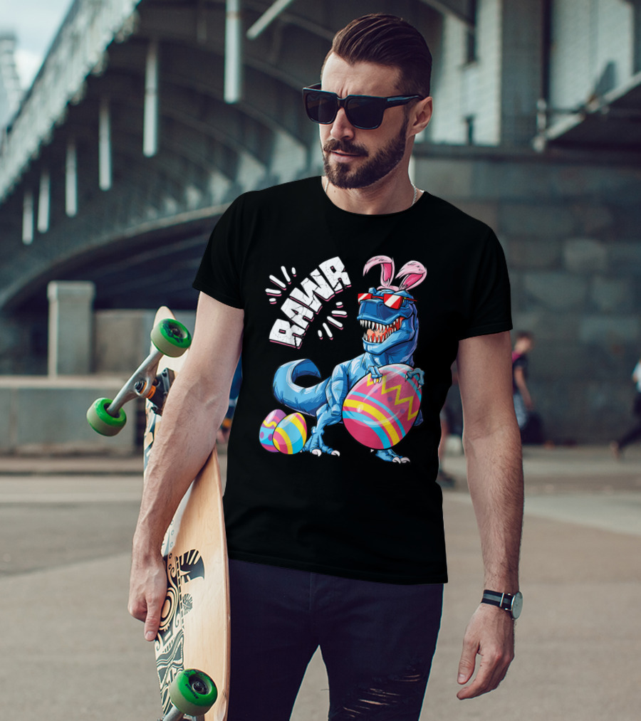 Easter Bunny Dinosaur Rex Rawr Eggs Girl T-Shirt