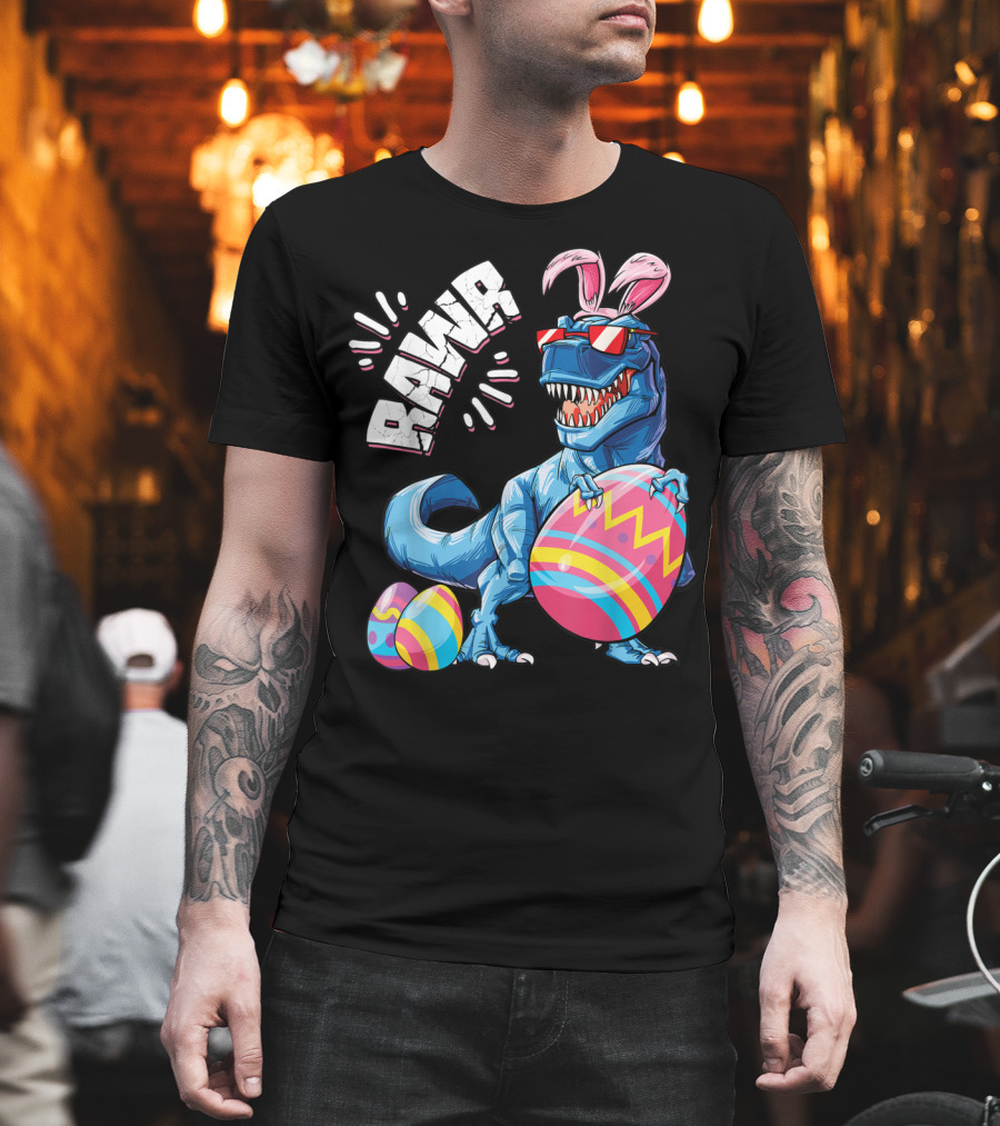 Easter Bunny Dinosaur Rex Rawr Eggs Girl T-Shirt