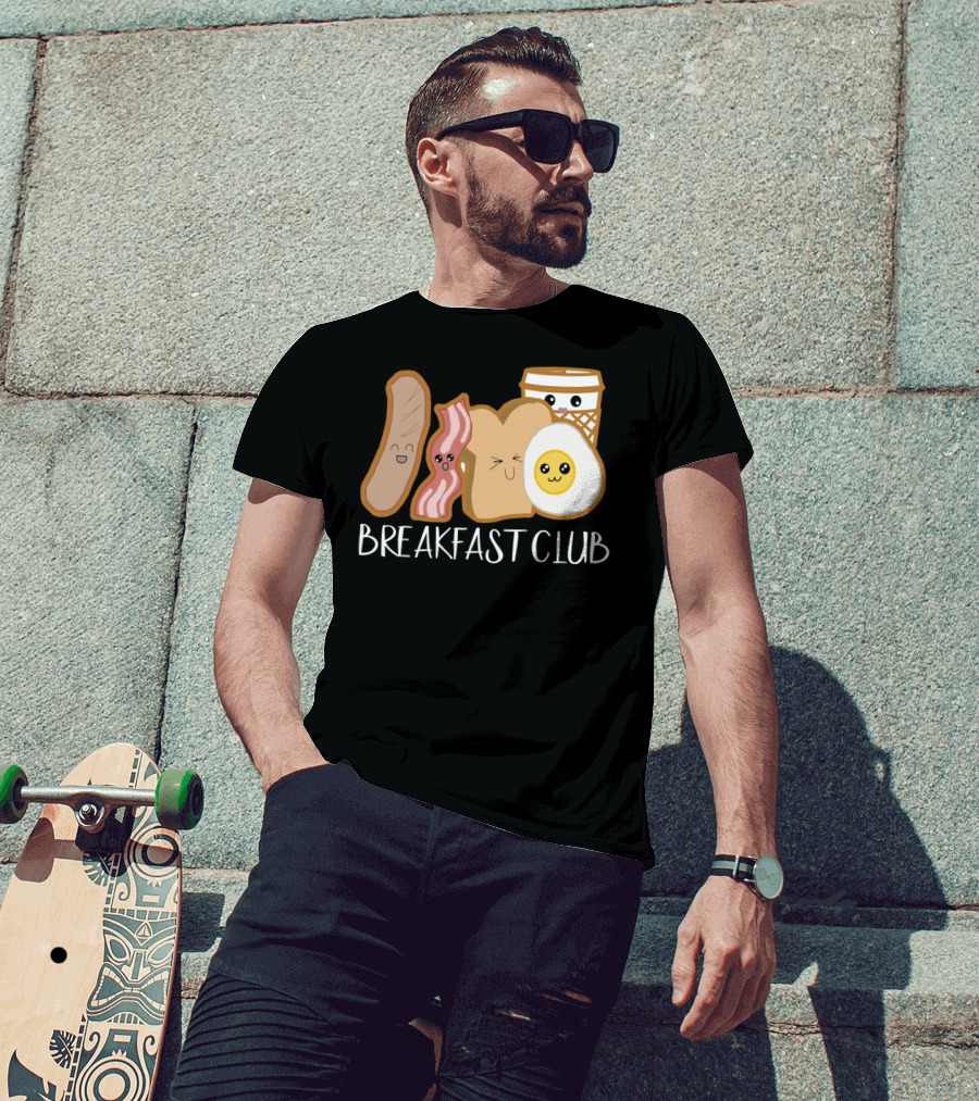 Kawaii Breakfast Club Funny Foodie Adorable Cartoon Food Faces T-Shirt