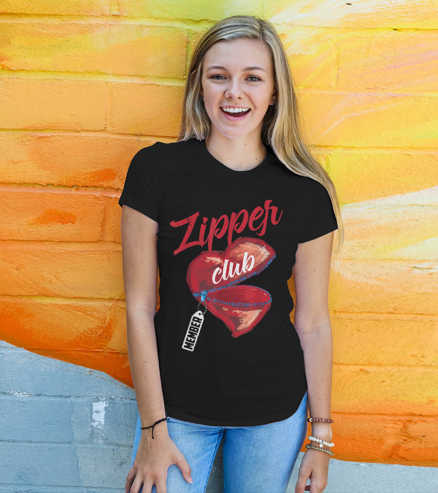 Zipper Club Member Heart With Zipper Congenital Heart Awareness T-Shirt