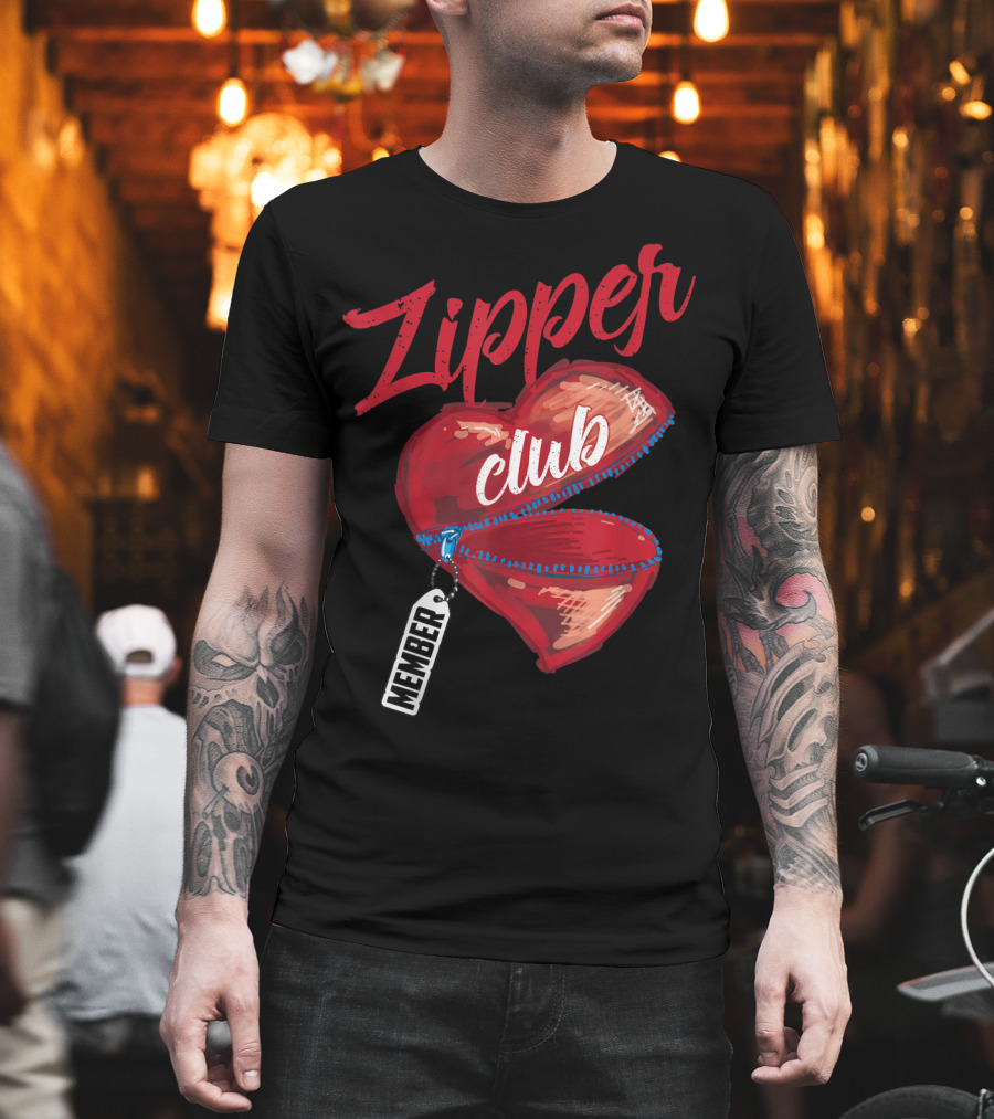 Zipper Club Member Heart With Zipper Congenital Heart Awareness T-Shirt