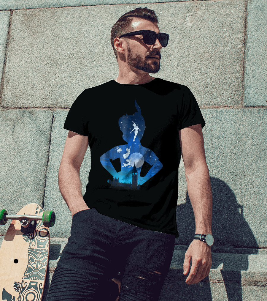 Disney Peter Pan London Night Sky Silhouette Flight T-Shirt