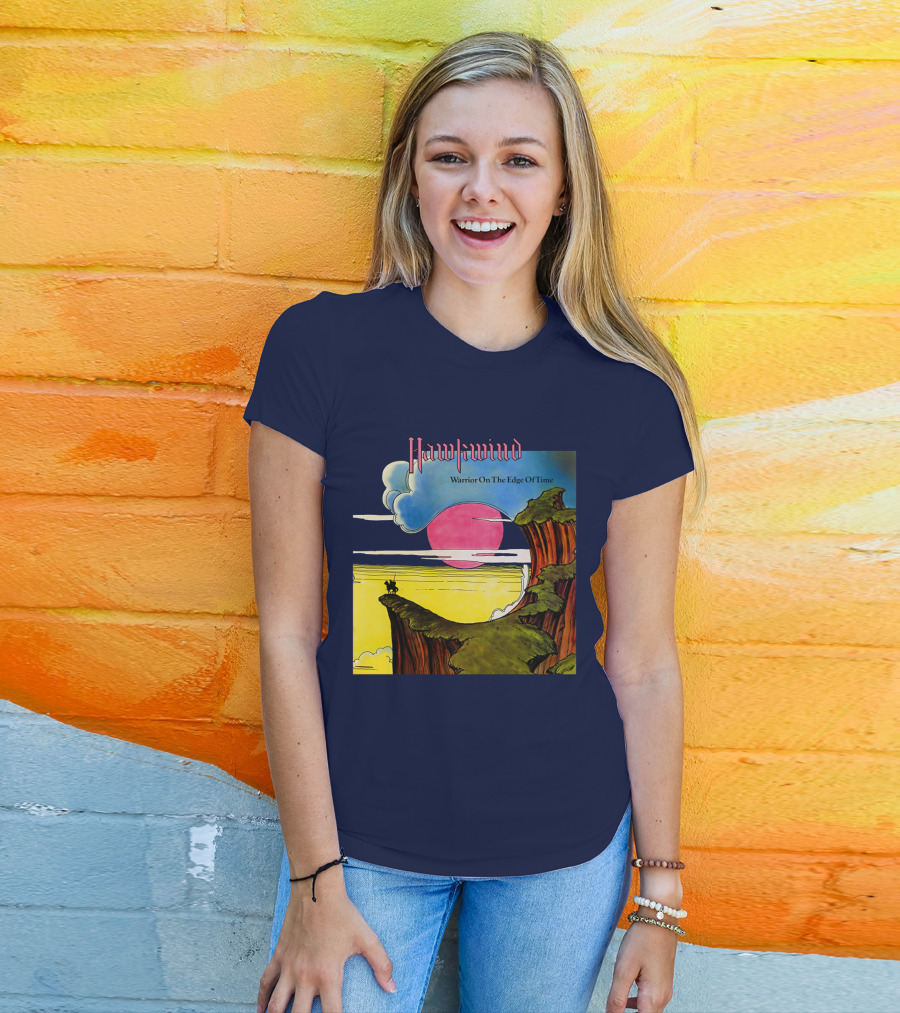 Hawkwind Warrior On The Edge Of Time Cliff Sunset Scene T-Shirt