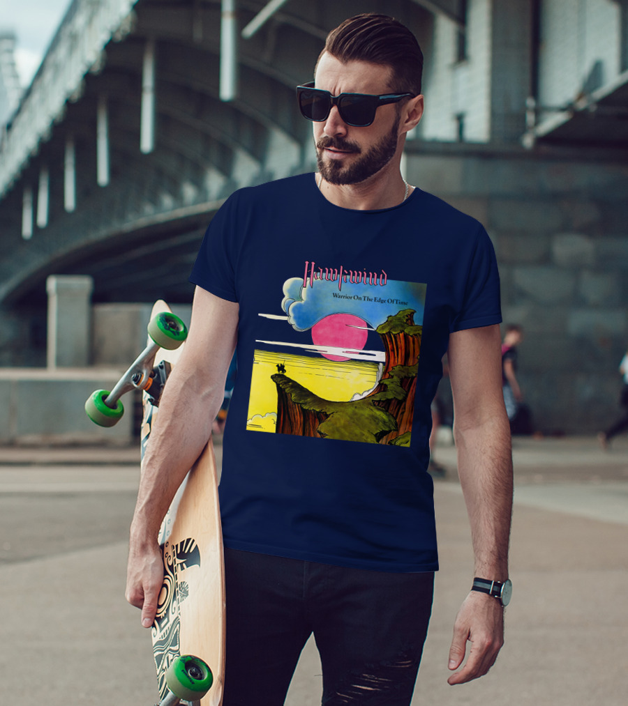 Hawkwind Warrior On The Edge Of Time Cliff Sunset Scene T-Shirt