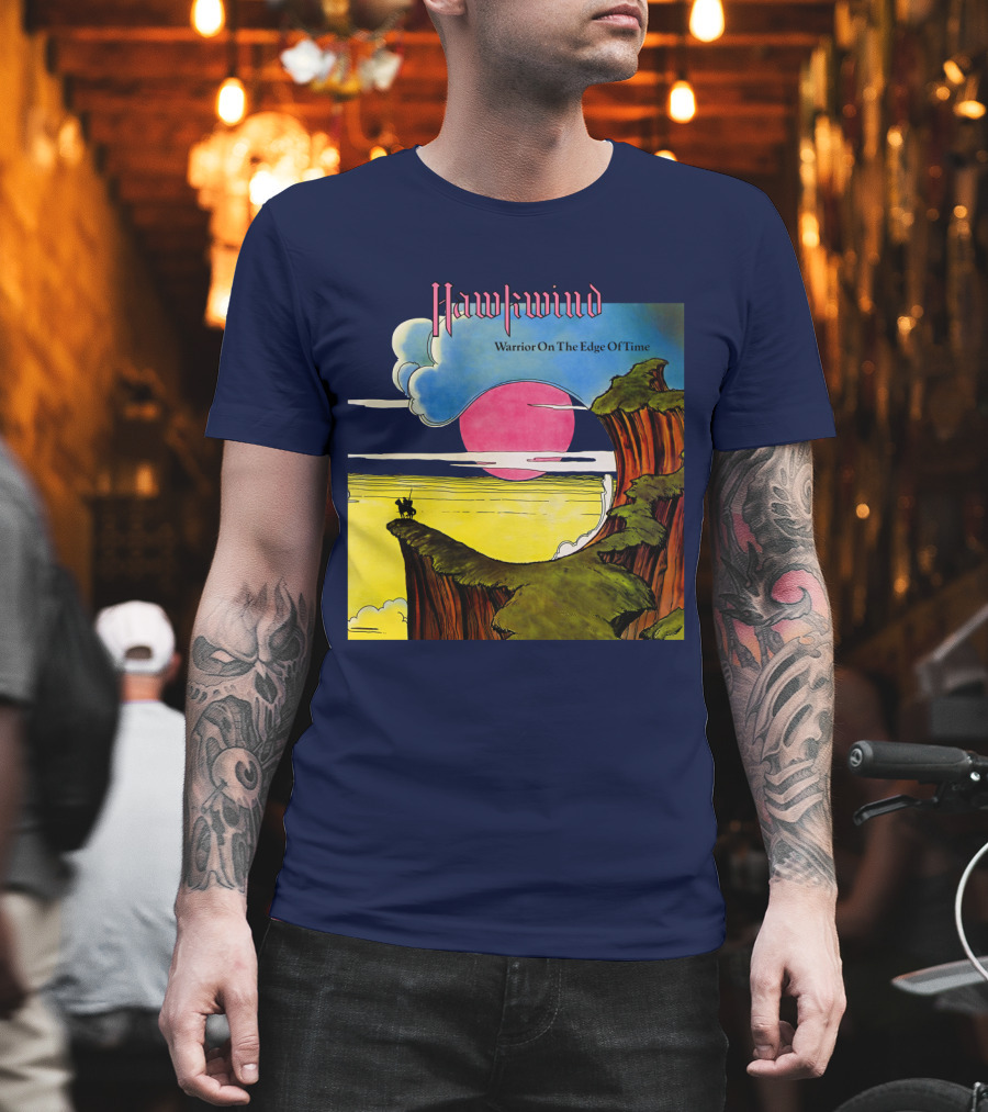 Hawkwind Warrior On The Edge Of Time Cliff Sunset Scene T-Shirt