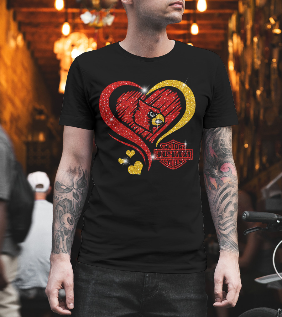 Harley Davidson Heart Louisville Cardinals T-Shirt