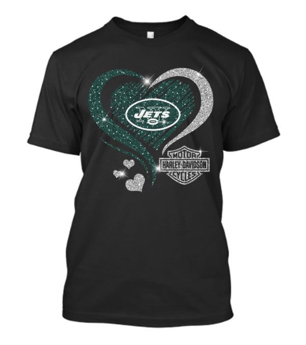 New York Jets Harley Davidson Heart T-Shirt