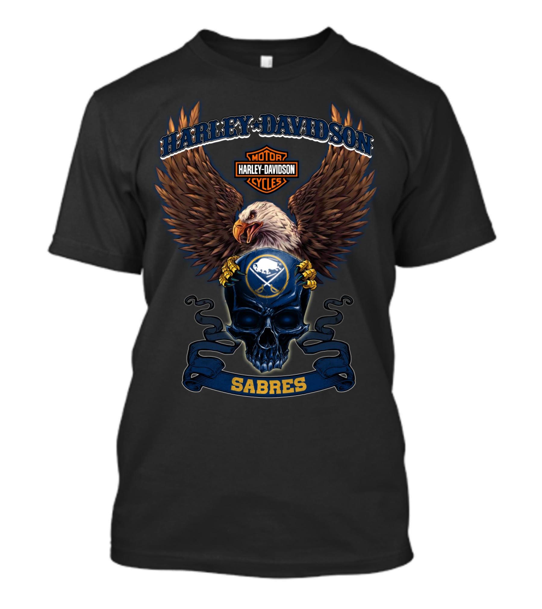 Harley Davidson Buffalo Sabres Eagle Skull T-Shirt