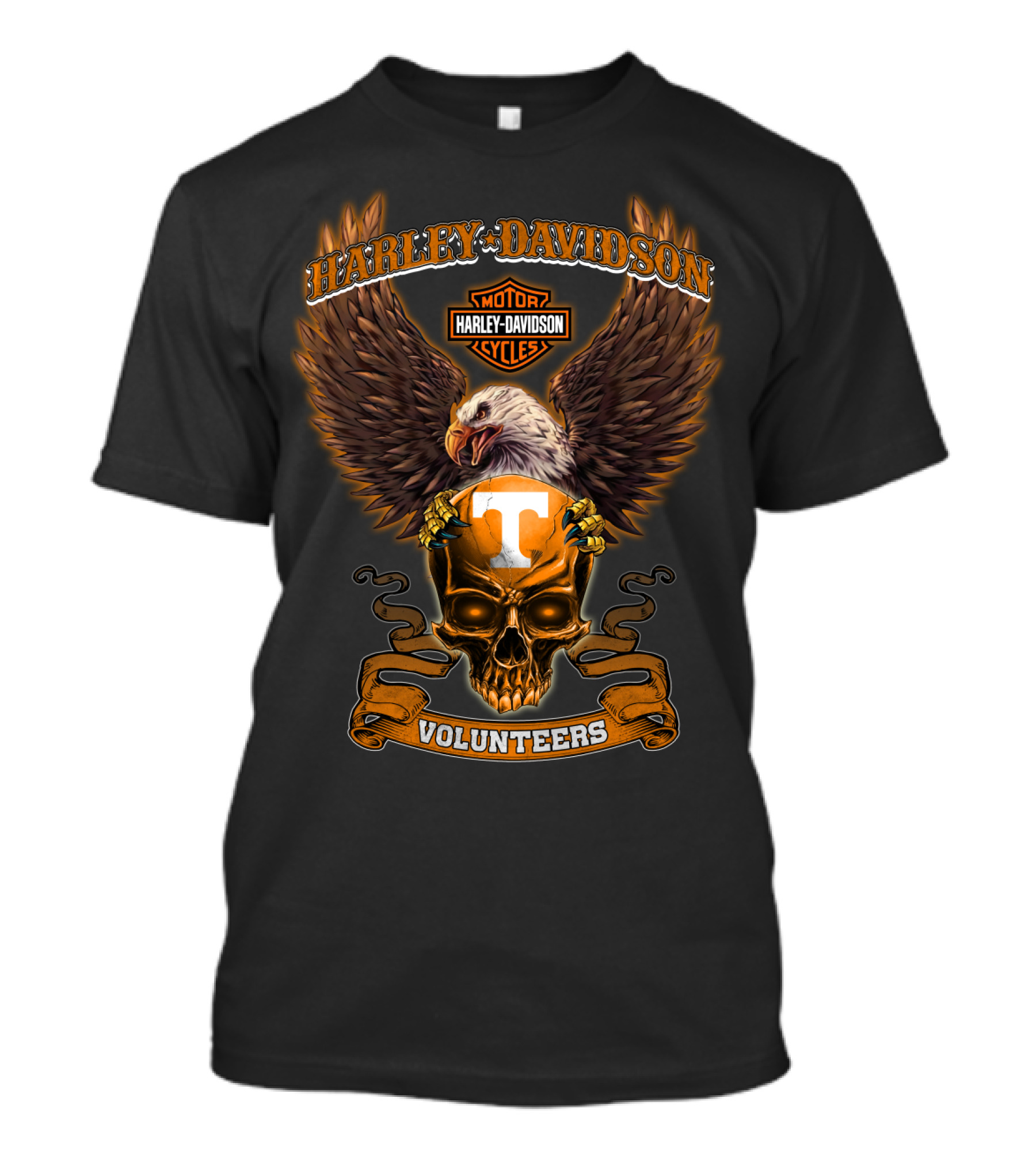 Harley Davidson Tennessee Volunteers Eagles Skulls T-Shirt