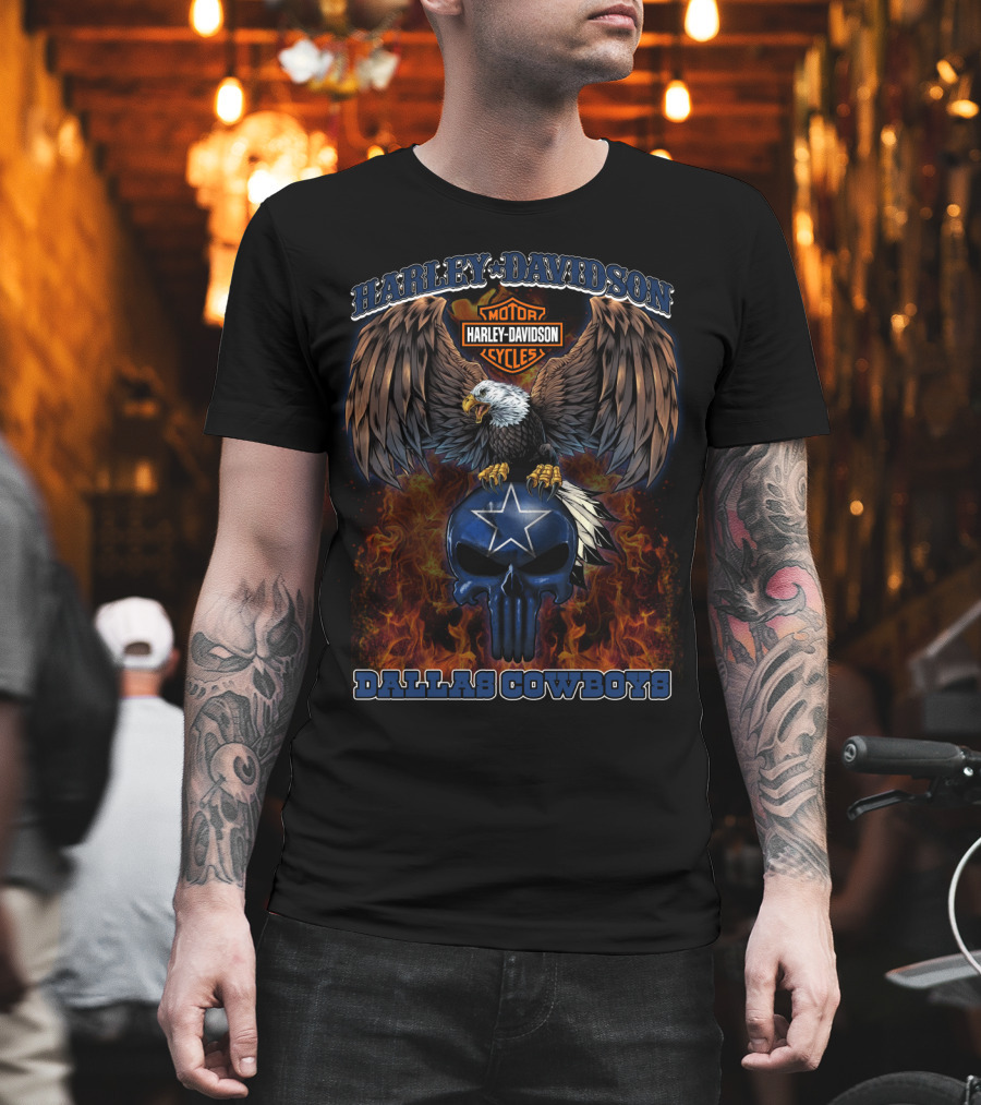 Harley Davidson Motor Cycles Eagle Dallas Cowboys T-Shirt