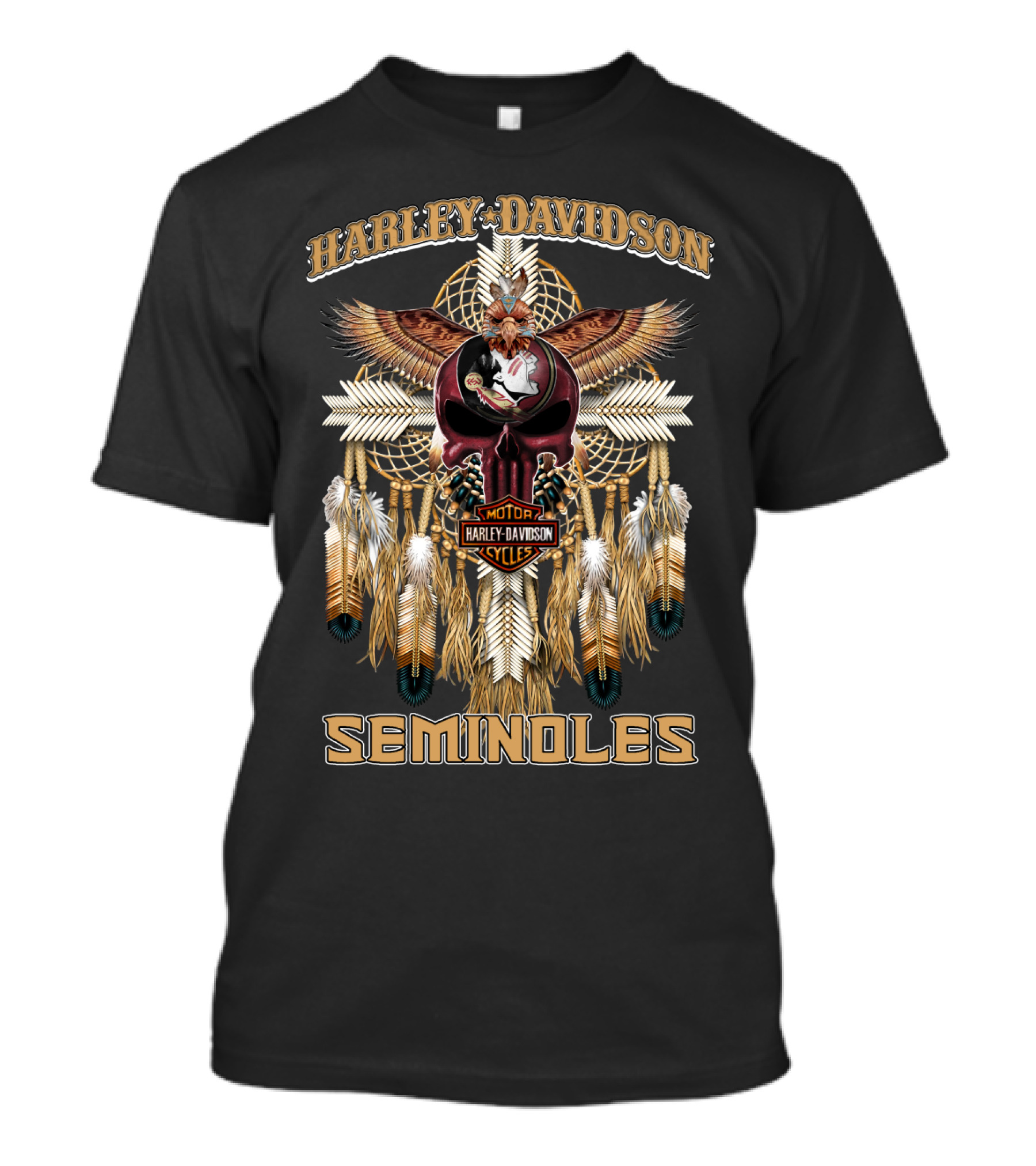 Harley Davidson Seminoles Motorcycle Native American Dreamcatcher T-Shirt