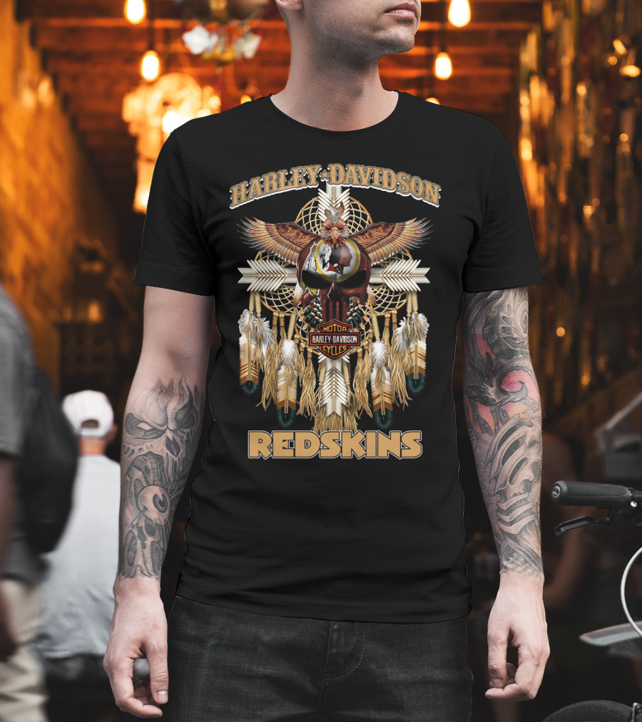 Harley Davidson Redskins Native Style Motif T-Shirt