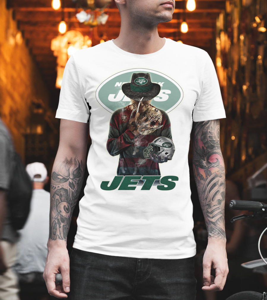 Jason Voorhees New York Jets Freddy Krueger Crossover NFL Football Fan T-Shirt