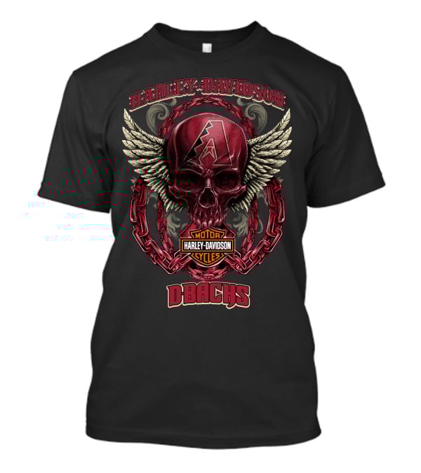 Harley Davidson Arizona Diamondbacks Dbacks Skull Wings Motorcycle Cycles T-Shirt