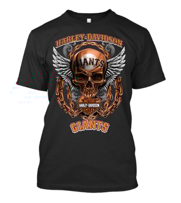 Harley Davidson Motorcycles Giants Skull Chains Wings T-Shirt