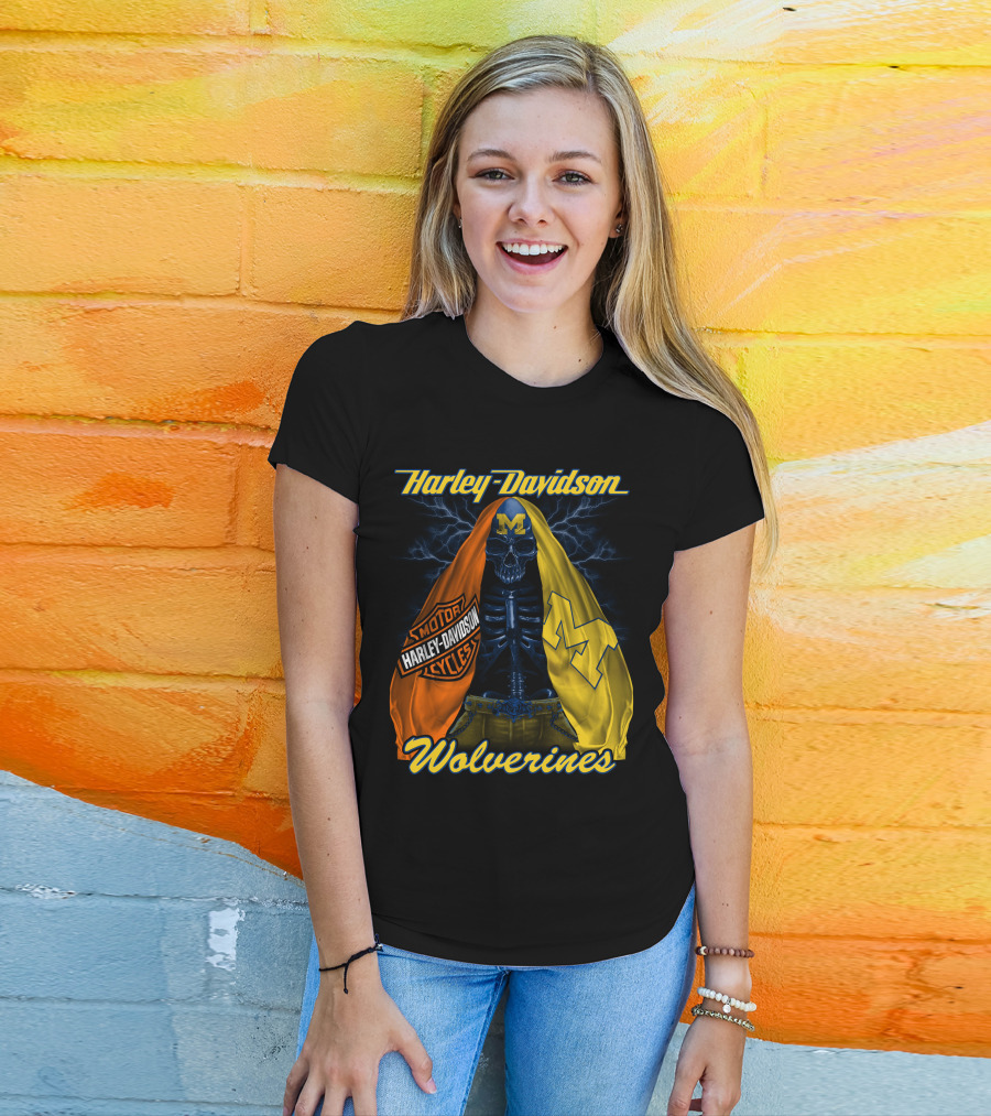 Harley Davidson Motorcycles Michigan Wolverines M2D23 T-Shirt