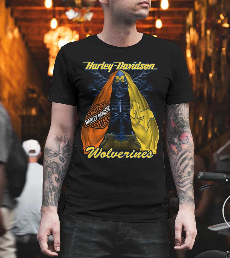 Harley Davidson Motorcycles Michigan Wolverines M2D23 T-Shirt