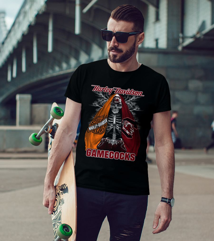 Harley Davidson South Carolina Gamecocks Skeleton Logo M2D23 T-Shirt