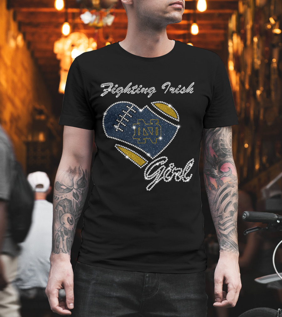 Fighting Irish ND Football Heart Girl T-Shirt