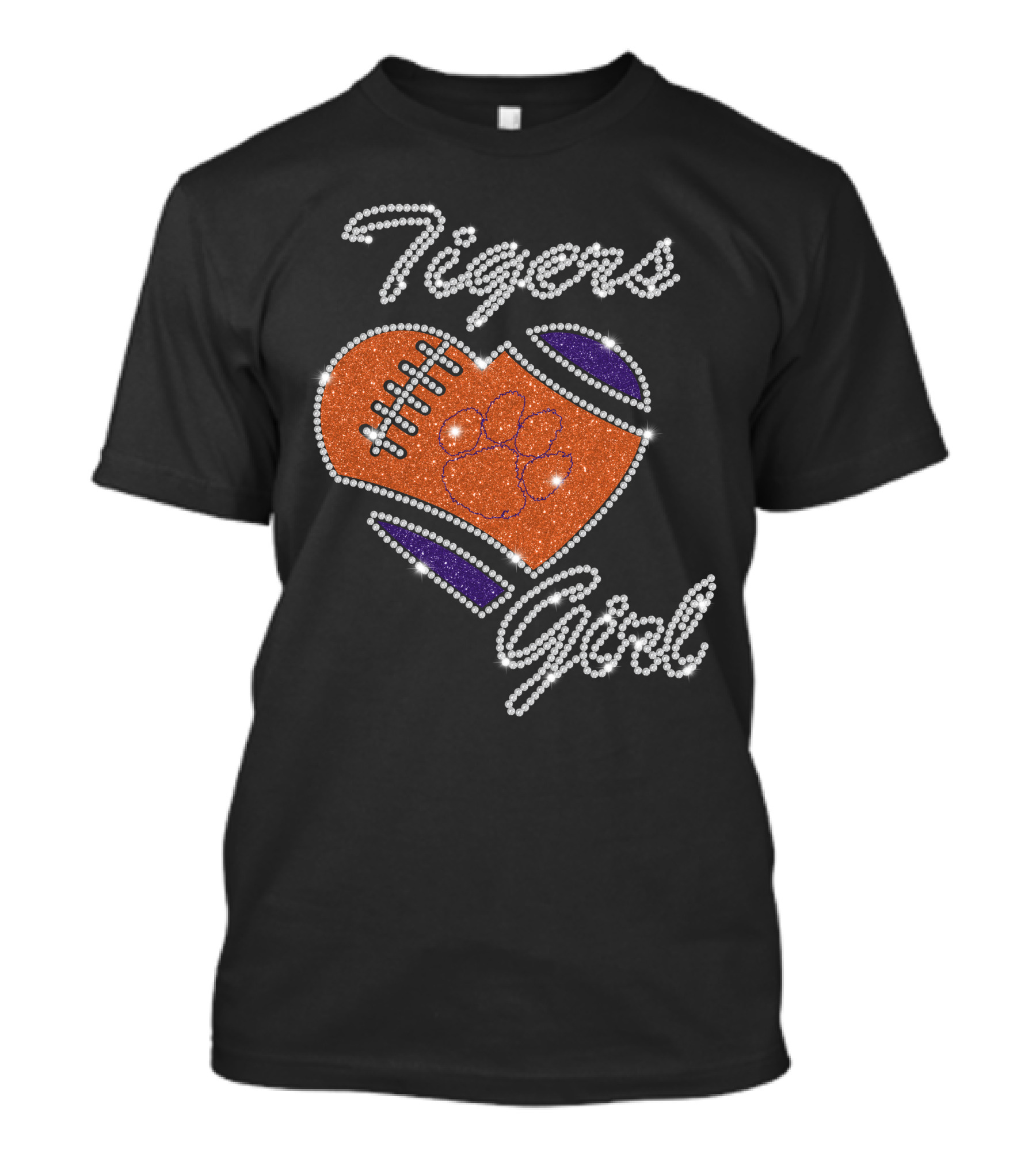 Clemson Tigers Girl Football Heart Sparkle Dntee25 T-Shirt