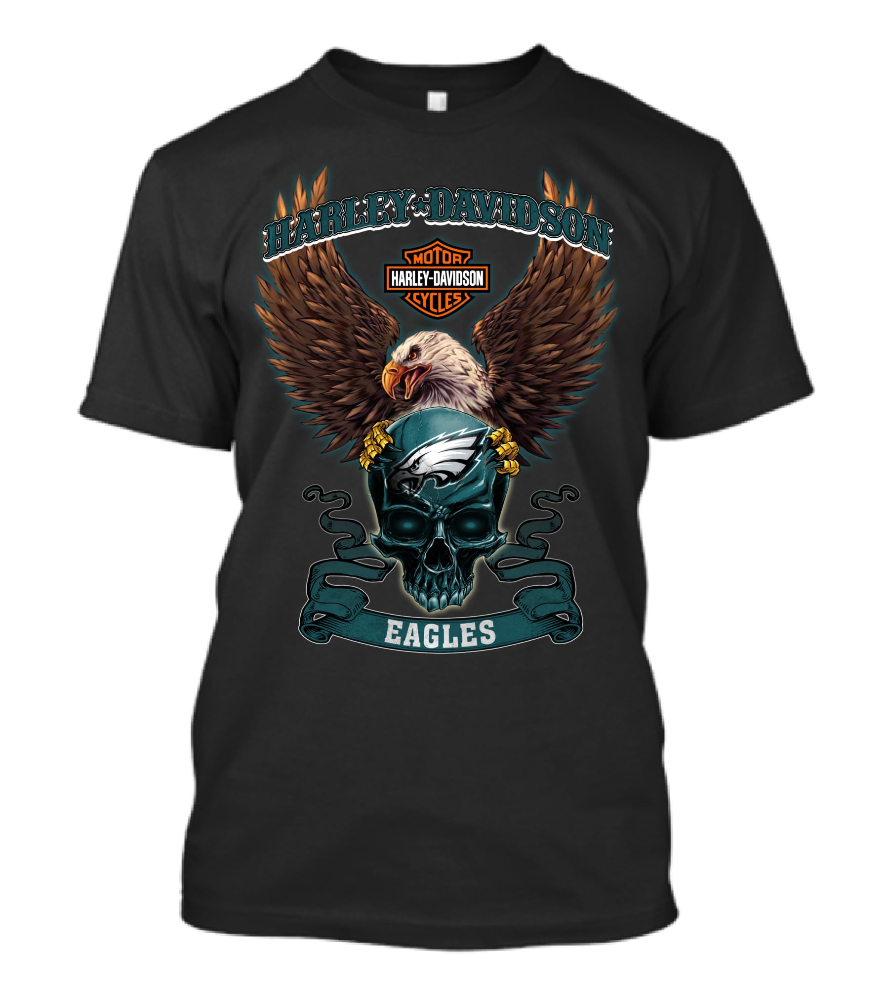 Harley Davidson Philadelphia Eagles Motor Cycles Eagle Football T-Shirt