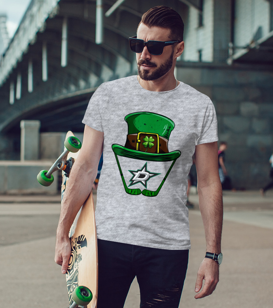 Dallas Stars Clover Hat With Hockey Sticks And Shamrock T-Shirt