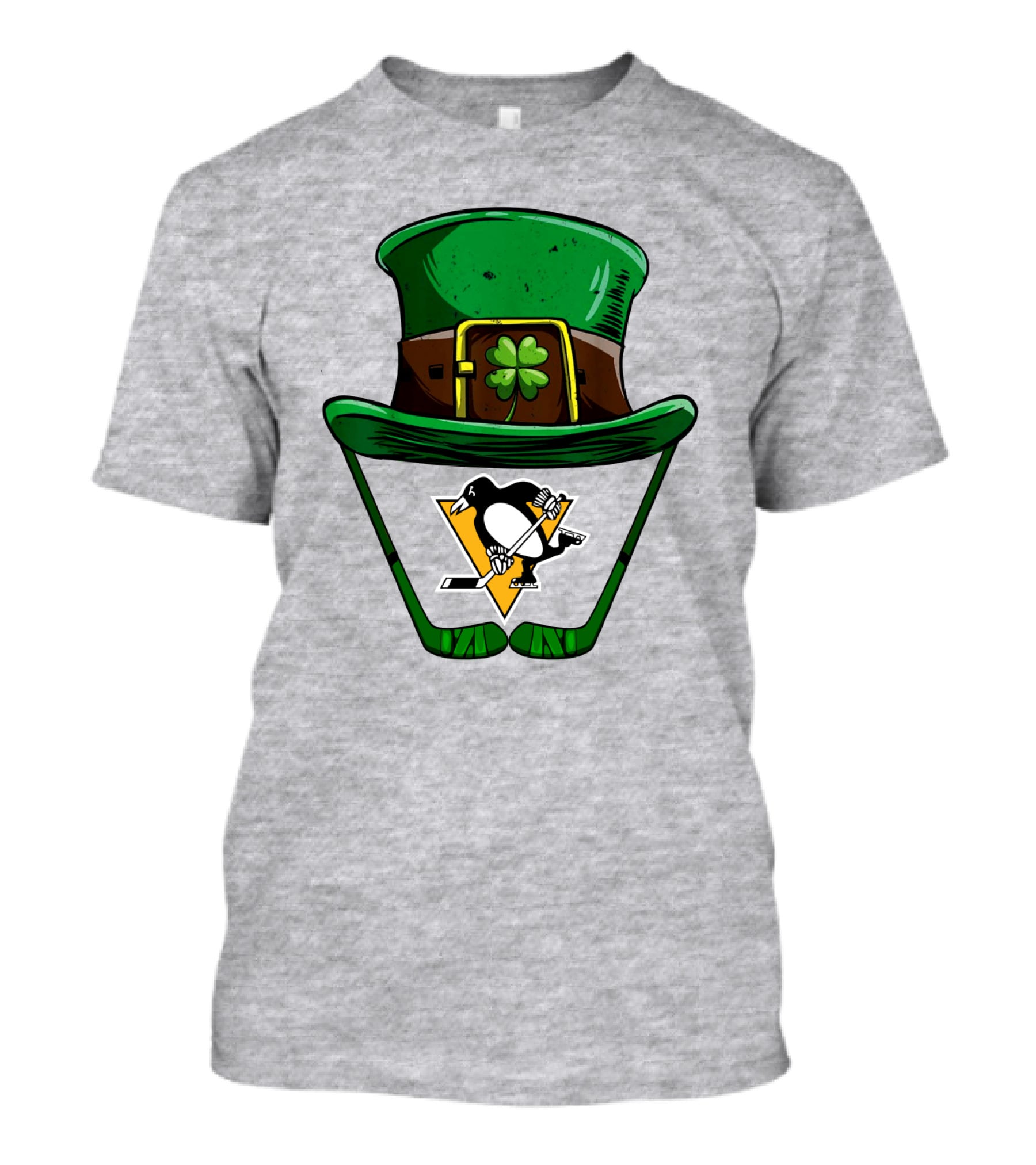 Pittsburgh Penguins St. Patrick's Day Shamrock Hat Hockey T-Shirt