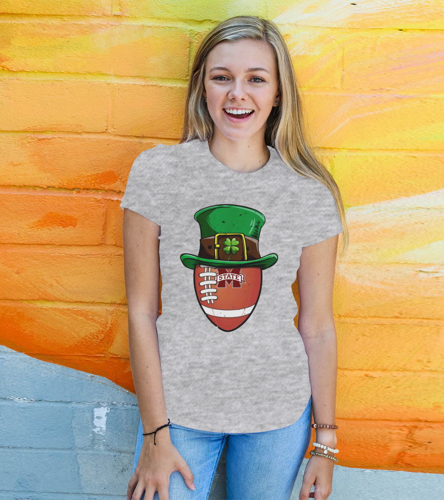 Mississippi State Bulldogs Football Leprechaun Hat Shamrock T-Shirt