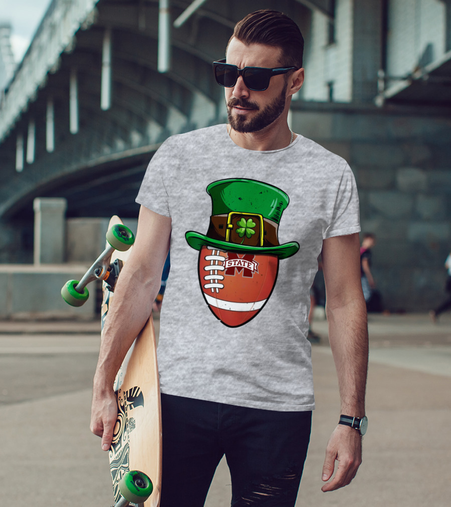 Mississippi State Bulldogs Football Leprechaun Hat Shamrock T-Shirt