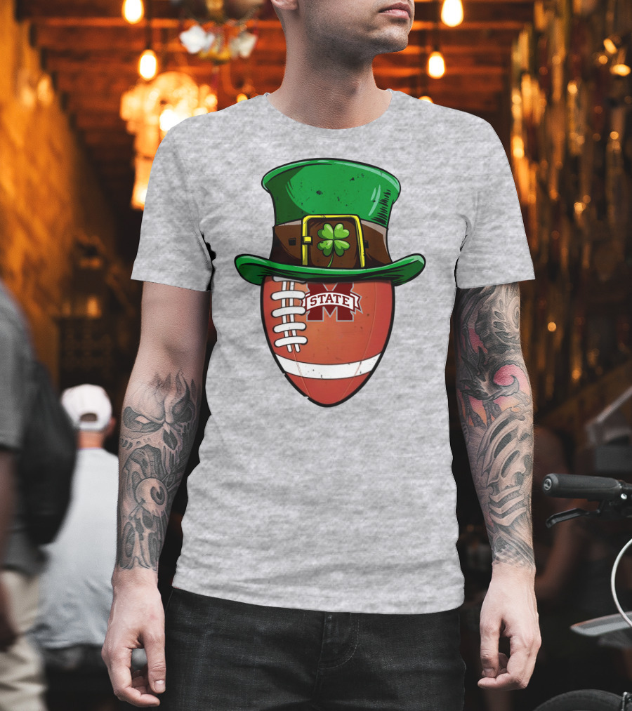 Mississippi State Bulldogs Football Leprechaun Hat Shamrock T-Shirt