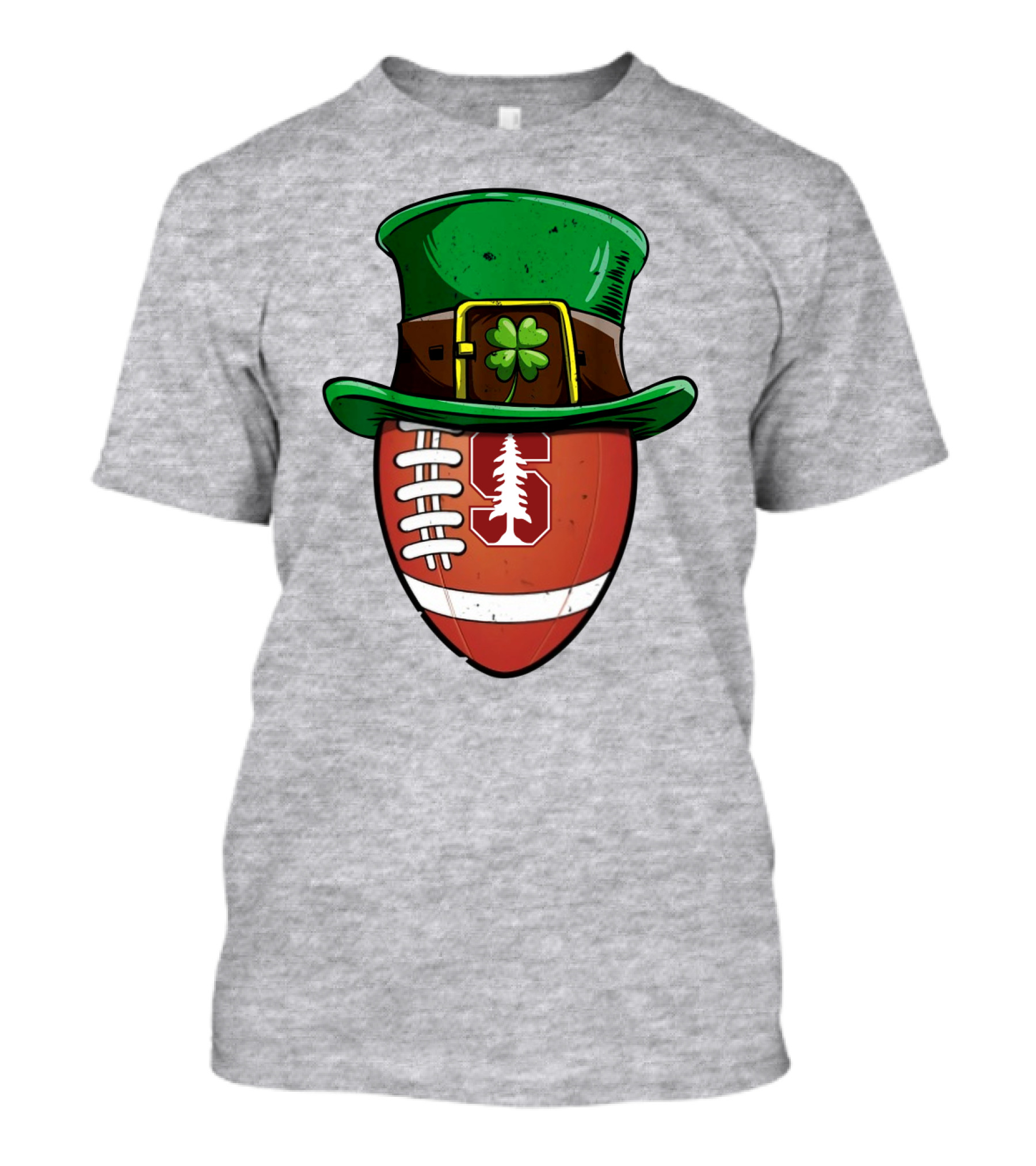 Stanford Cardinal Football St Patrick's Hat Clover Football T-Shirt