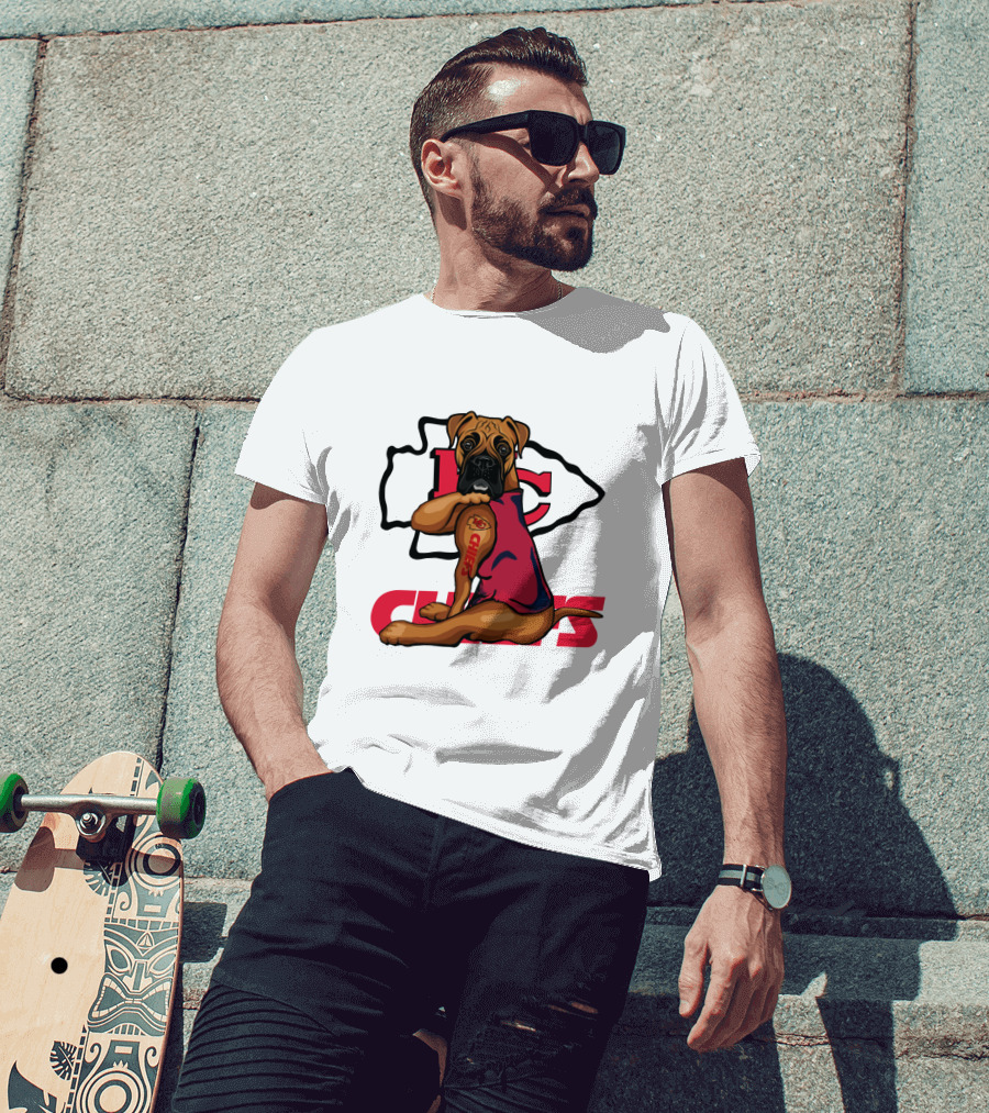 Boxer Chiefs KC Chiefs Tattoo Football Dog T-Shirt