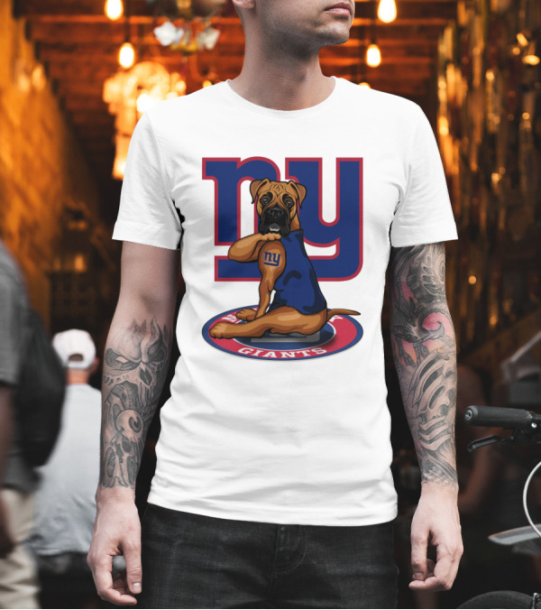 NY Giants Boxer Dog T-Shirt NY Giants Boxer Dog T-Shirt