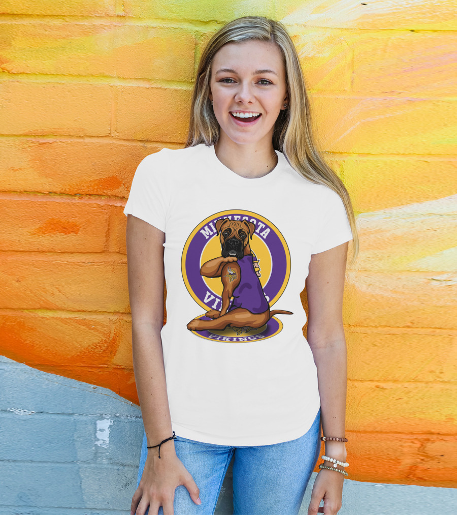 Minnesota Vikings Boxer Dog Tattoo T-Shirt