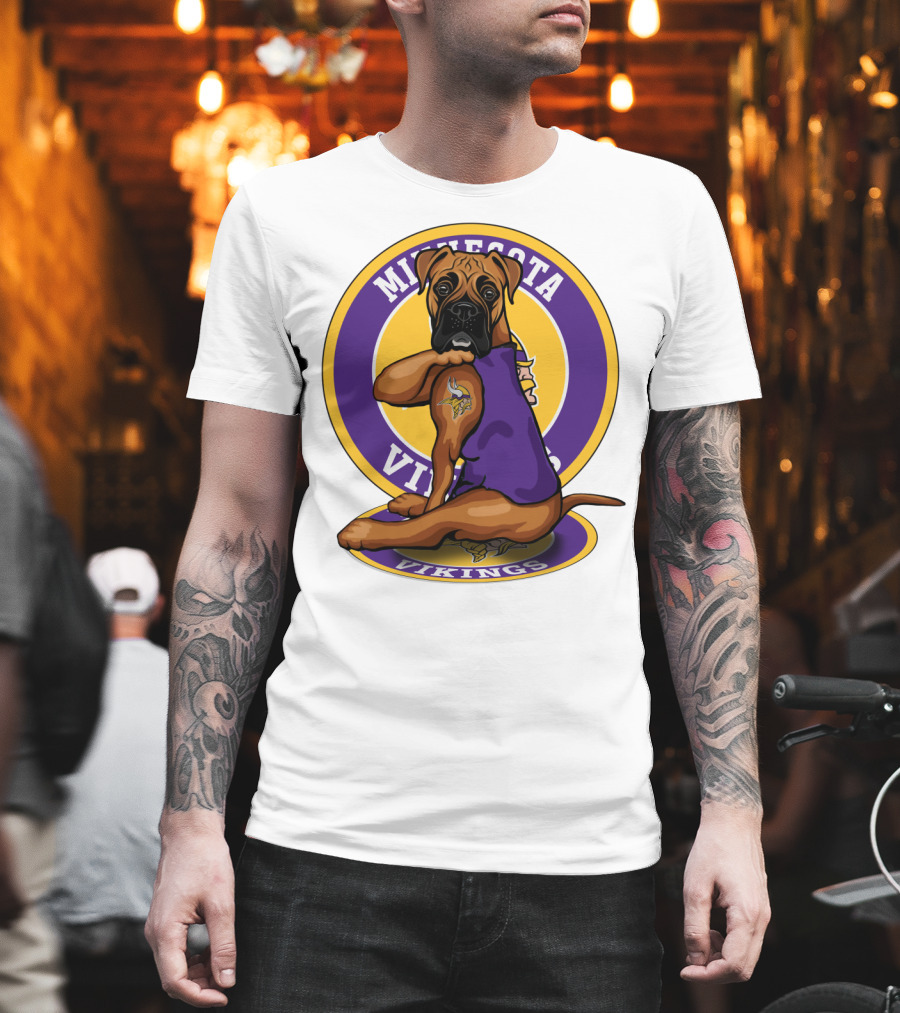 Minnesota Vikings Boxer Dog Tattoo T-Shirt
