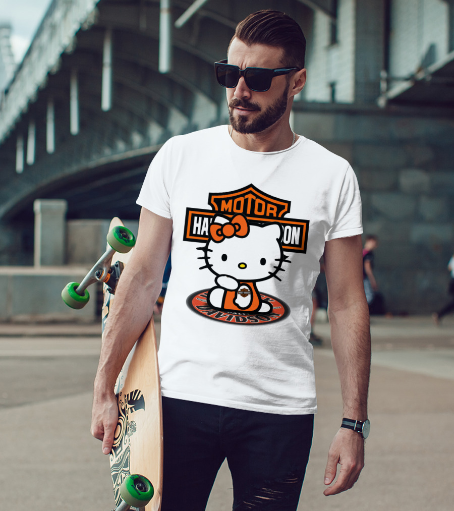 Harley Davidson Hello Kitty Motorcycles Logo Collaboration T-Shirt