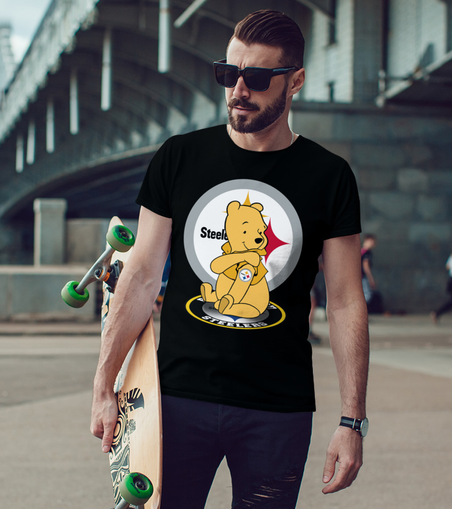 Pooh Steelers Logo Embrace With Iconic Football T-Shirt