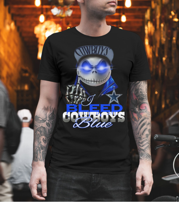 I Bleed Cowboys Blue Jack Skellington T-Shirt I Bleed Cowboys Blue Jack Skellington T-Shirt