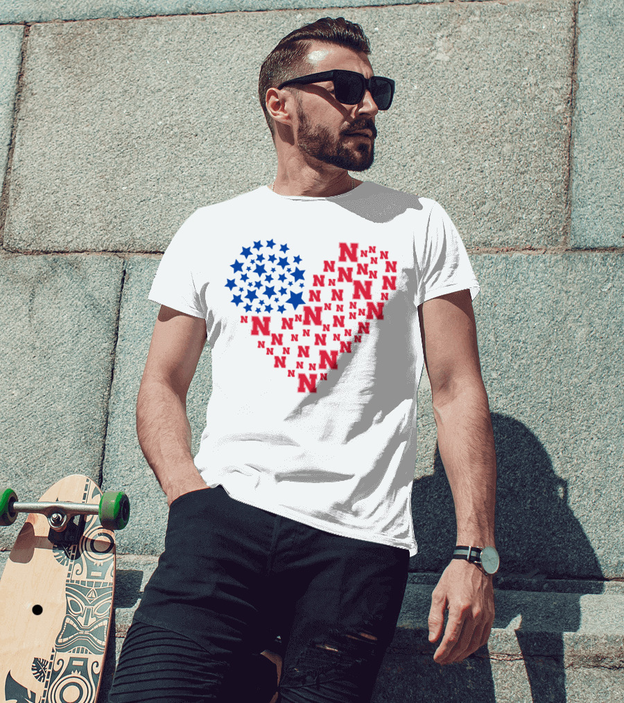 Heartflag Ncaa 19 Nebraska Red N Blue Stars T-Shirt