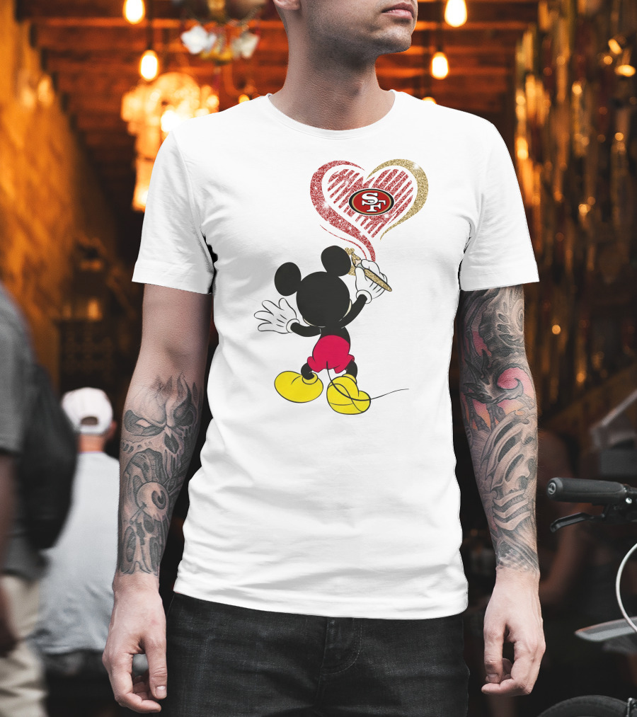 Mickey Mouse Painting San Francisco 49ers Heart T-Shirt