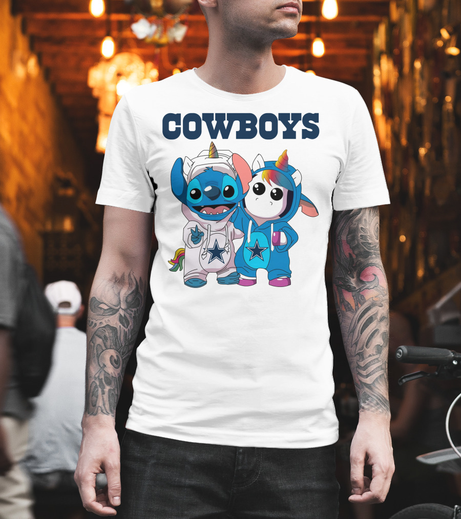 Cowboys Stitch And Unicorn In Blue Star Hoodies T-Shirt
