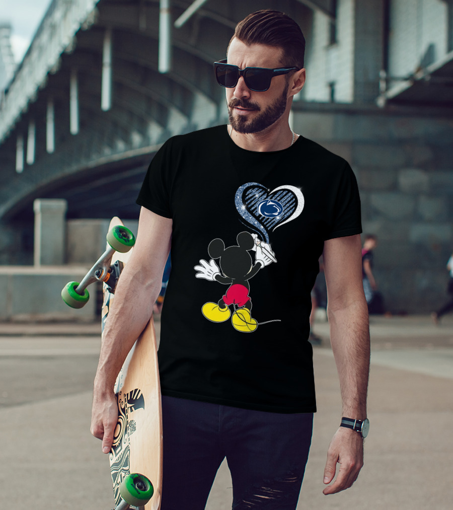 Mickey Mouse Draws Heart With Penn State Nittany Lions T-Shirt