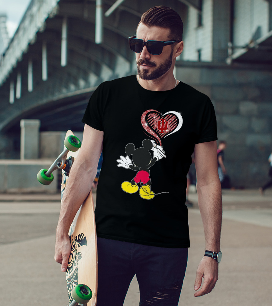 Mickey Mouse Drawing Heart With Indiana Hoosiers T-Shirt