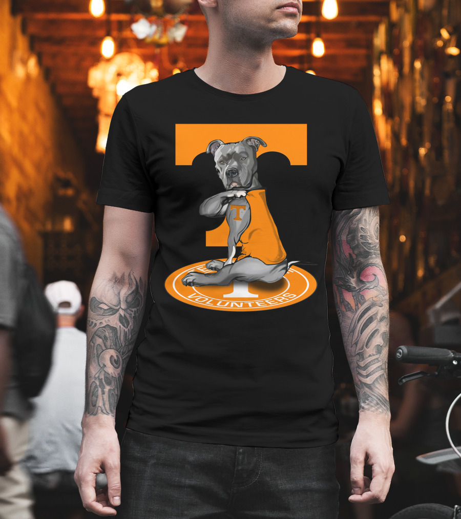 Tennessee Volunteers Dog In Orange T-Shirt With Power T T-Shirt