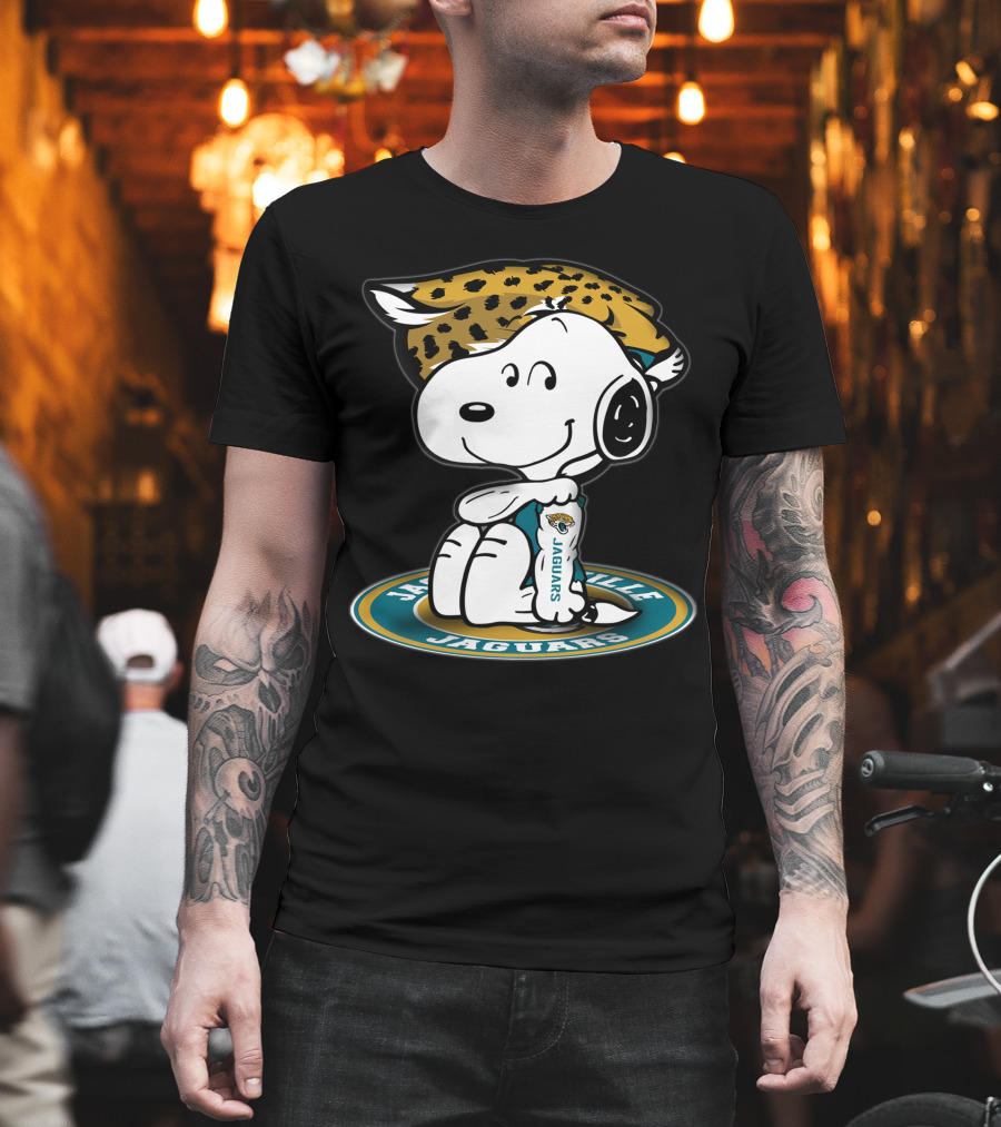 Snoopy Wearing Jacksonville Jaguars Gear With Jaguars Helmet T-Shirt