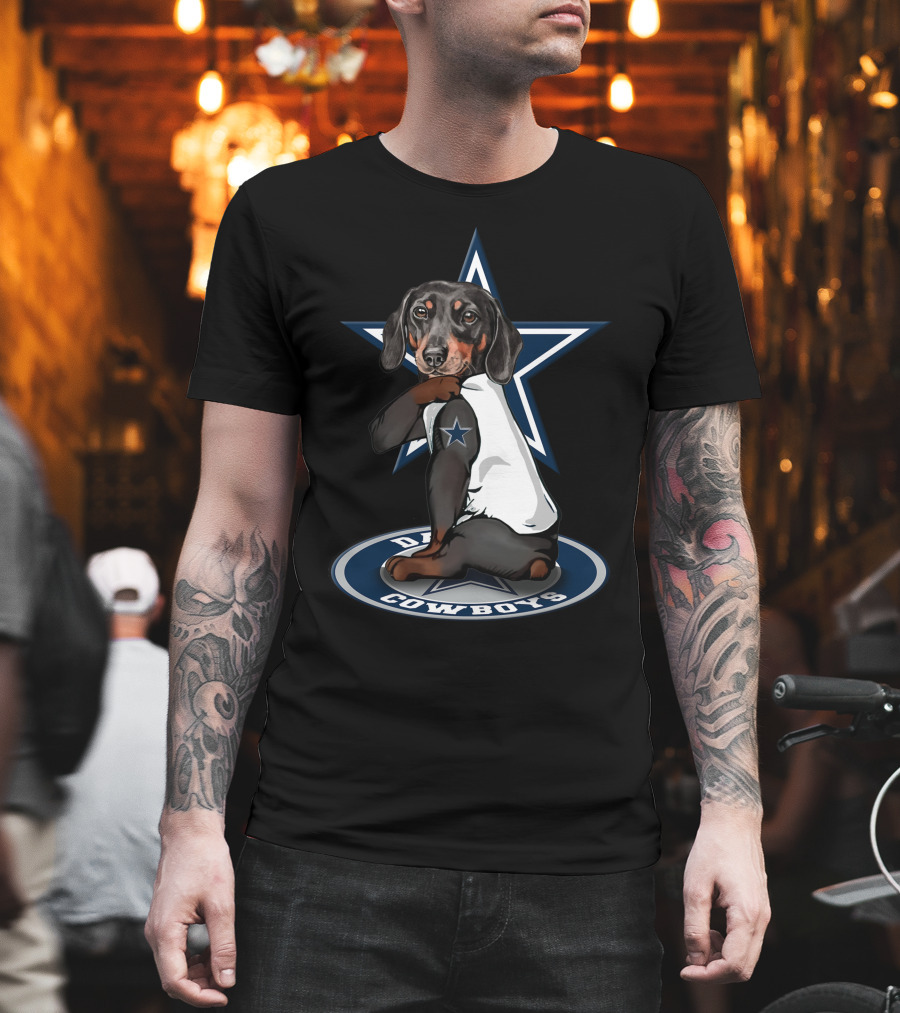 Dachshund With Dallas Cowboys Star T-Shirt