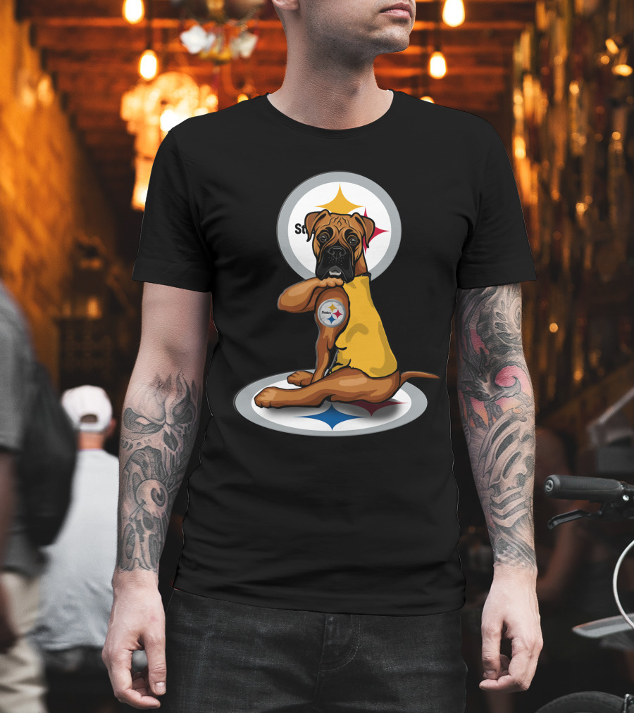 25-Pittsburgh Steelers Dog Logo Retro Style Sports Fan T-Shirt