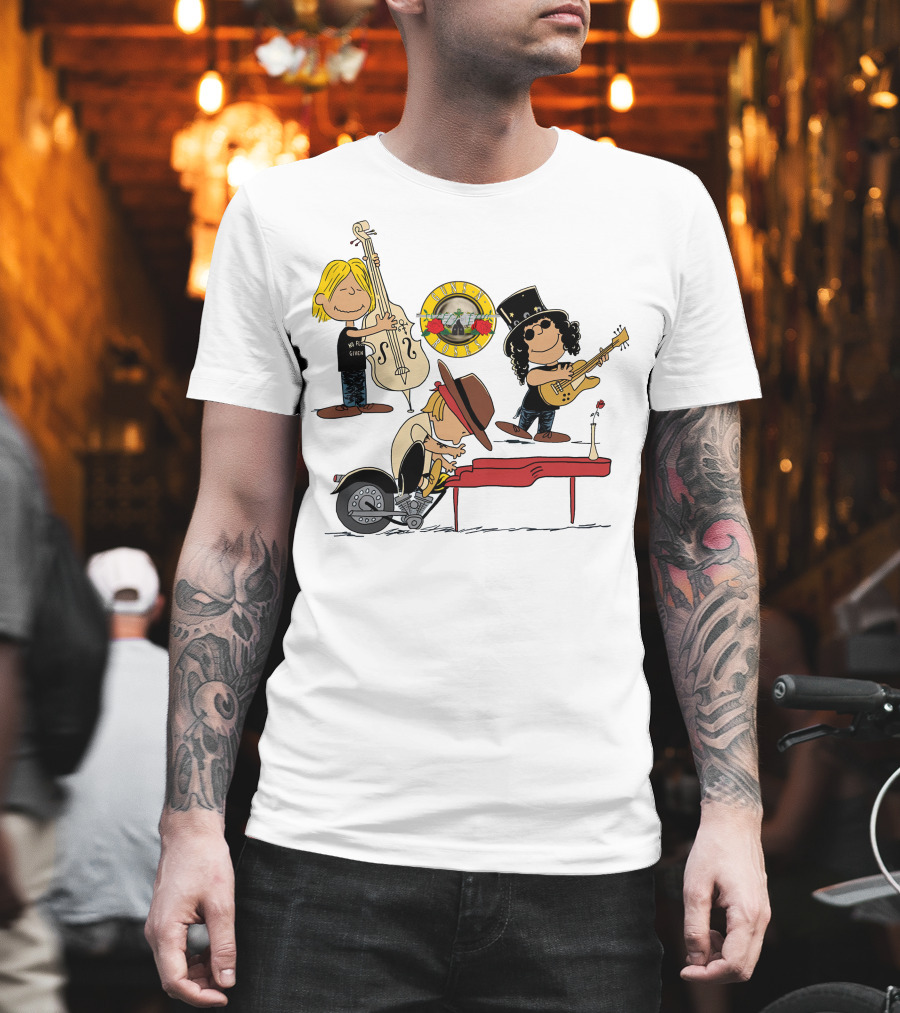 Guns N' Roses We're F'N' Back Cartoon Style with Famous Rock Band T-Shirt